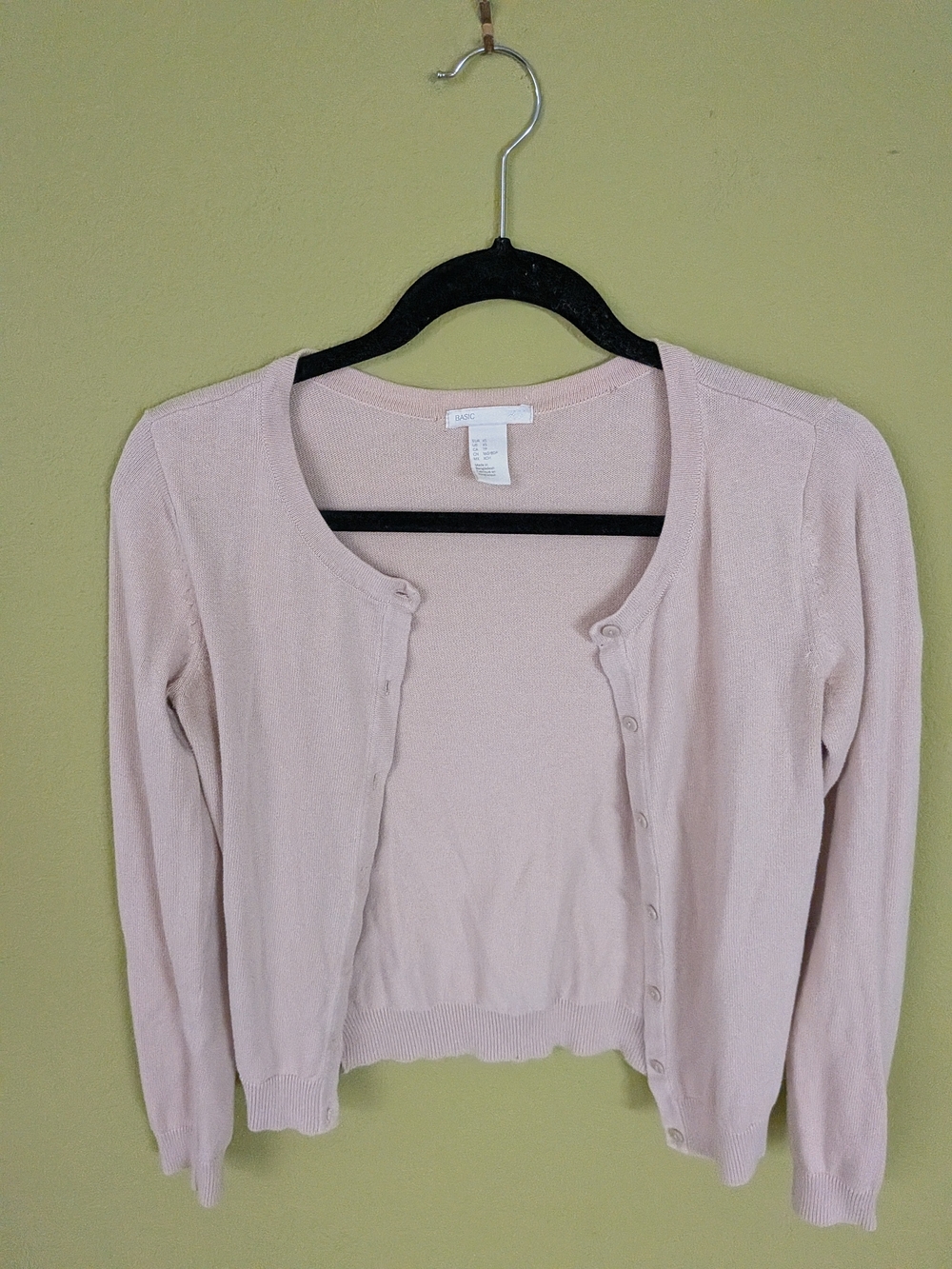 Light Beige Women's Crewneck Cardigan Sweater